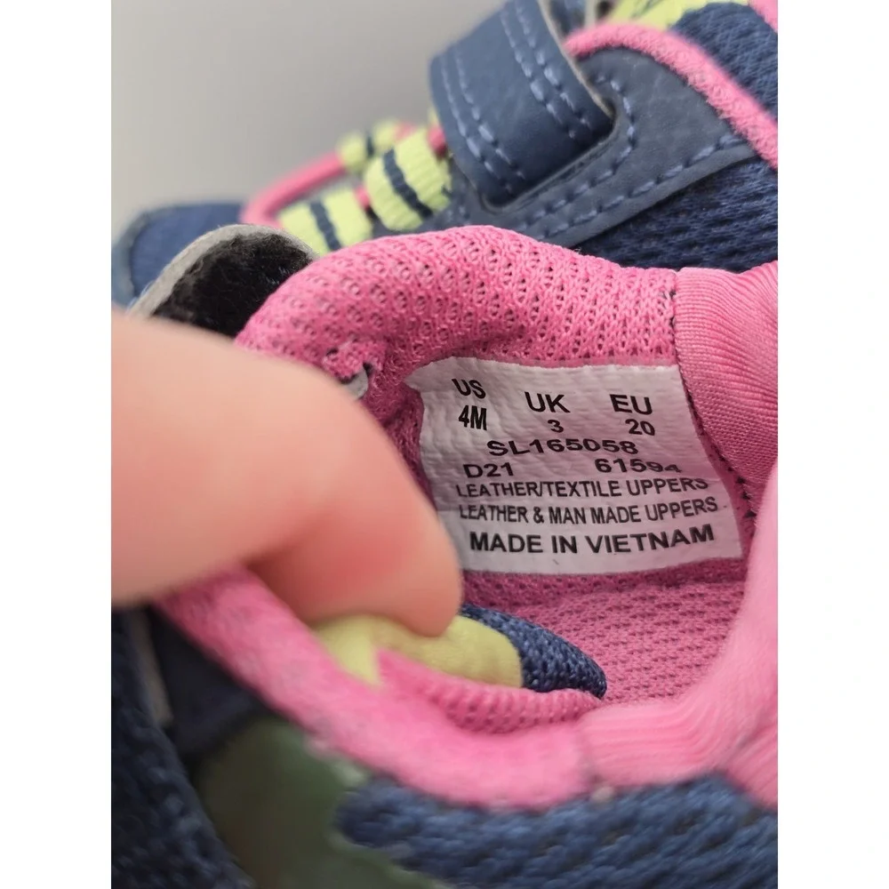 Saucony Wind‎ A/C Pink Green Hook & Loop Running Sneakers Shoes Kids 4M